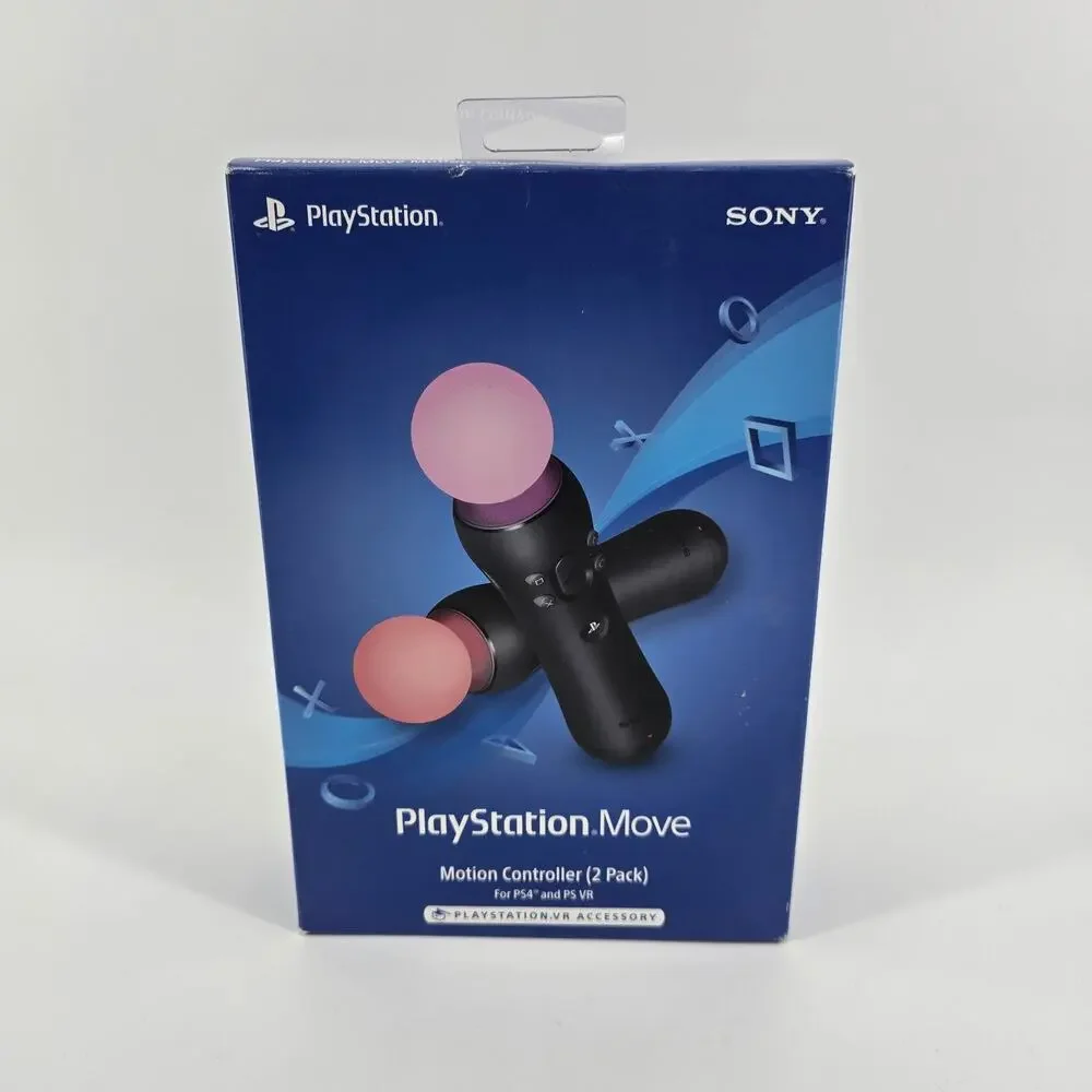 Sony Playstation Move Controllers - PS4/PS VR - Black - 2 Pack - NIB Sealed